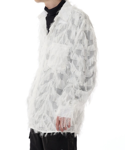 ROOPTOKYO(ループトウキョウ)の「フェザー デザイン シアーシャツ(シャツ/ブラウス・メンズ・ブラック/ホワイト・M/L/XL)」の10枚目の写真