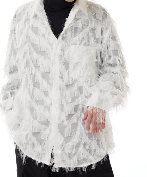 ROOPTOKYO(ループトウキョウ)の「フェザー デザイン シアーシャツ(シャツ/ブラウス・メンズ・ブラック/ホワイト・M/L/XL)」の22枚目の写真