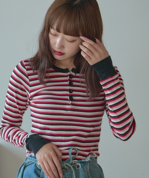 tシャツ R.P.miller/ミラー PANELRIB polo S/S tee Tシャツ レディース Robert P. Miller tシャツ R.P.miller/ミラー パネルリブH/S 5分