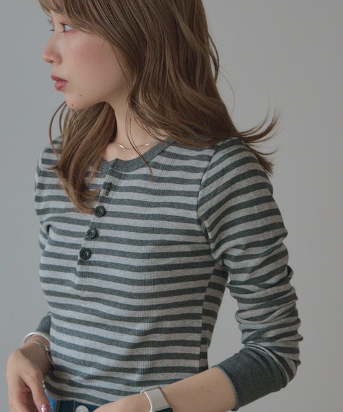 tシャツ R.P.miller/ミラー PANELRIB polo S/S tee Tシャツ レディース Robert P. Miller tシャツ R.P.miller/ミラー パネルリブH/S 5分