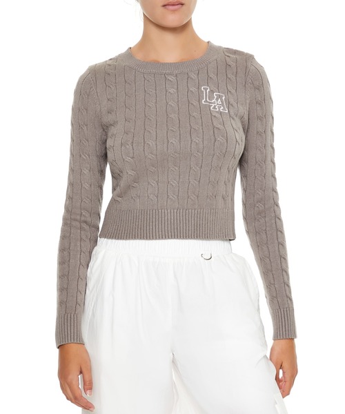 FOREVER 21(フォーエバー トゥエンティーワン)の「ワンポイントニットプルオーバー(ニット/セーター・レディース・グレー・MEDIUM/LARGE/SMALL)」の1枚目の写真