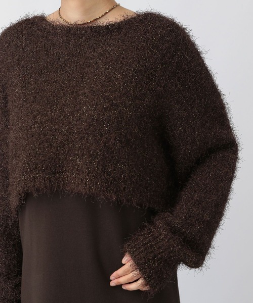 正規品♡スフレ♡BEARワンピース♡ベージュ VIS(ビス) / 【洗える】クロスジャガードデザインニット