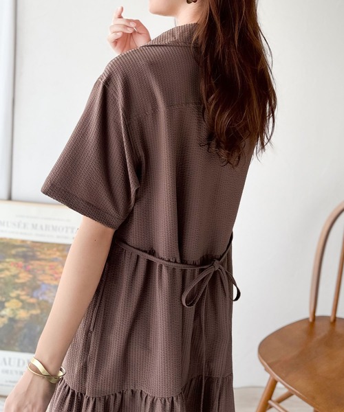 classicalelf（クラシカルエルフ）の「【４月上旬再入荷】トレンドのティアード♪胸刺繍サッカーハーフZIPワンピース（ロング）（ワンピース・レディース・ブラウン/ブラック/アイボリー/ブラック系その他・LARGE/MEDIUM/SMALL/X-LARGE）」の22枚目の写真