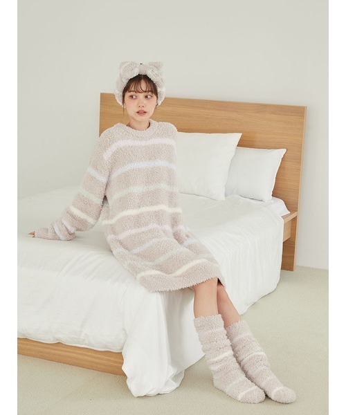 HIRO☺︎23AWジェラートピケ ロング ケーキボーダーワンピース ピンク gelato pique（ジェラートピケ）の「【HOLIDAY】ジェラートボーダー