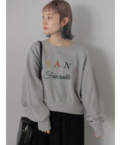 ehka sopo（エヘカソポ）の「ロゴ刺繍スウェット（Tシャツ/カットソー・レディース・グリーン/ネイビー/グレー・F）」の2枚目の写真