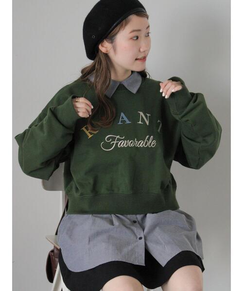 ehka sopo（エヘカソポ）の「ロゴ刺繍スウェット（Tシャツ/カットソー・レディース・グリーン/ネイビー/グレー・F）」の3枚目の写真