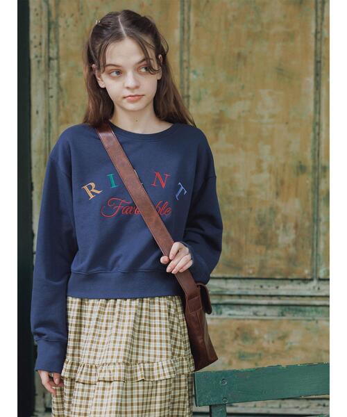 ehka sopo（エヘカソポ）の「ロゴ刺繍スウェット（Tシャツ/カットソー・レディース・グリーン/ネイビー/グレー・F）」の4枚目の写真