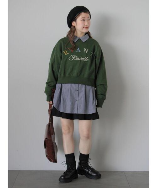 ehka sopo（エヘカソポ）の「ロゴ刺繍スウェット（Tシャツ/カットソー・レディース・グリーン/ネイビー/グレー・F）」の17枚目の写真