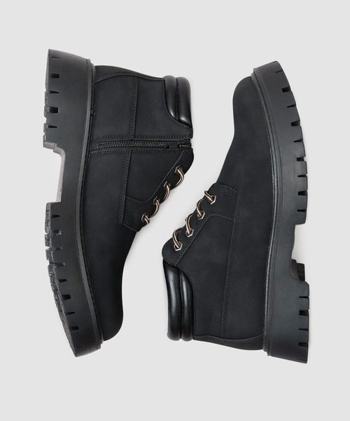 glabella（グラベラ）の「厚底 スタイルアップ ショート ワークブーツ（サイドジップ仕様・インヒール入り）（ブーツ・メンズ・ブラック/キャメル・M/S/L）」の5枚目の写真