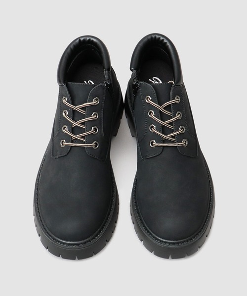 glabella（グラベラ）の「厚底 スタイルアップ ショート ワークブーツ（サイドジップ仕様・インヒール入り）（ブーツ・メンズ・ブラック/キャメル・M/S/L）」の6枚目の写真