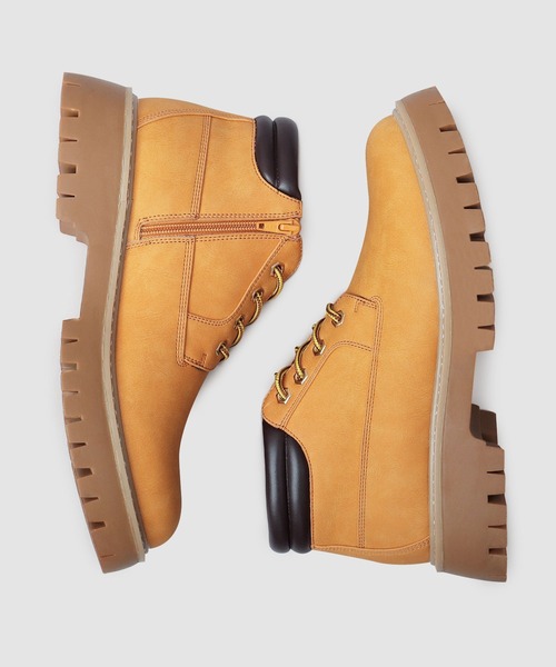 glabella（グラベラ）の「厚底 スタイルアップ ショート ワークブーツ（サイドジップ仕様・インヒール入り）（ブーツ・メンズ・ブラック/キャメル・M/S/L）」の10枚目の写真