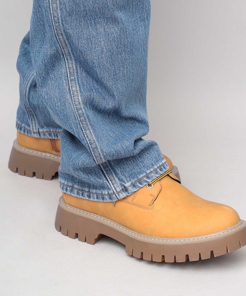 glabella（グラベラ）の「厚底 スタイルアップ ショート ワークブーツ（サイドジップ仕様・インヒール入り）（ブーツ・メンズ・ブラック/キャメル・M/S/L）」の18枚目の写真