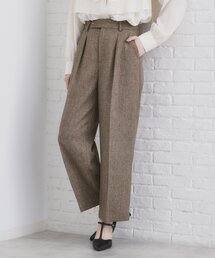 ◆《美人百花掲載》ヴィンテージツイードタックワイドパンツ【洗濯機洗い可/防シワ】