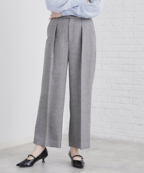index（インデックス）の「◆《美人百花掲載》ヴィンテージツイードタックワイドパンツ【洗濯機洗い可/防シワ】（その他パンツ・レディース・グレー/チャコールグレー/ブラウン系その他・36/38/40/42）」の3枚目の写真