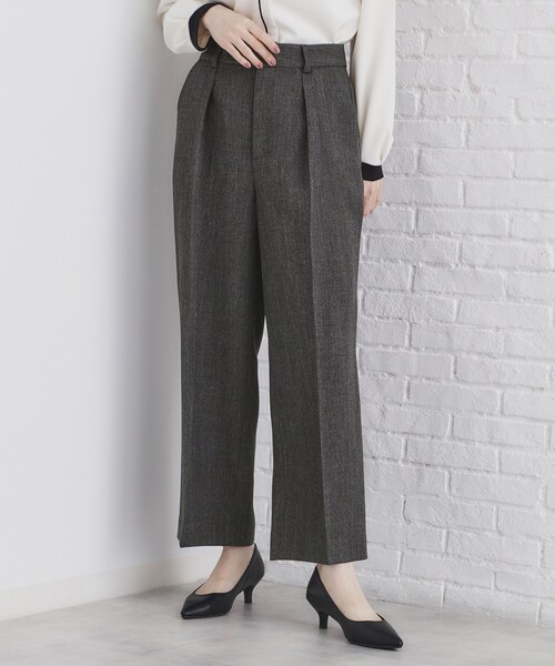 index（インデックス）の「◆《美人百花掲載》ヴィンテージツイードタックワイドパンツ【洗濯機洗い可/防シワ】（その他パンツ・レディース・グレー/チャコールグレー/ブラウン系その他・36/38/40/42）」の2枚目の写真