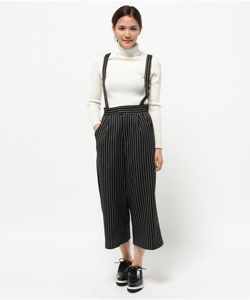 one after another NICE CLAUP(ワンアフターアナザーナイスクラップ)の「【mer11月号掲載 ナイスクラップ】サス付ワイドパンツ(その他パンツ・レディース・ベージュ/グレー/ネイビー/ブラック・FREE)」の2枚目の写真