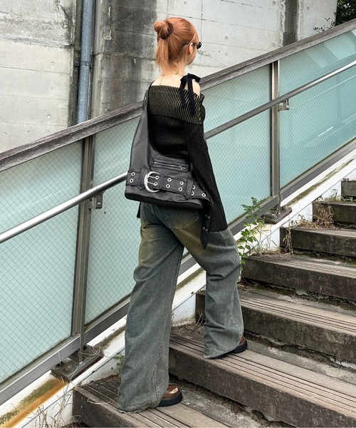 sedacle girl(セダクルガール)の「リブ配色オフショルニット(ニット/セーター・レディース・ブラック/ネイビー/グレー・FREE)」の10枚目の写真