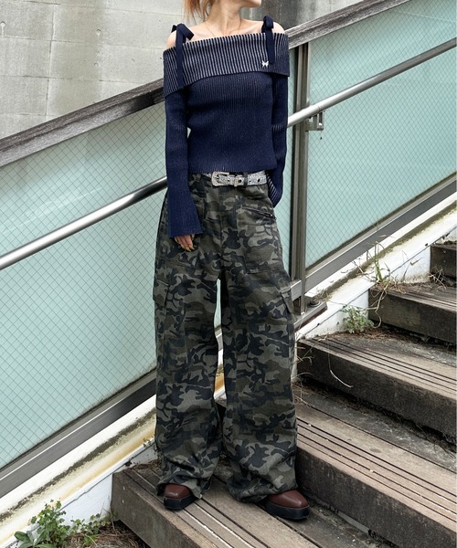 sedacle girl(セダクルガール)の「リブ配色オフショルニット(ニット/セーター・レディース・ブラック/ネイビー/グレー・FREE)」の18枚目の写真