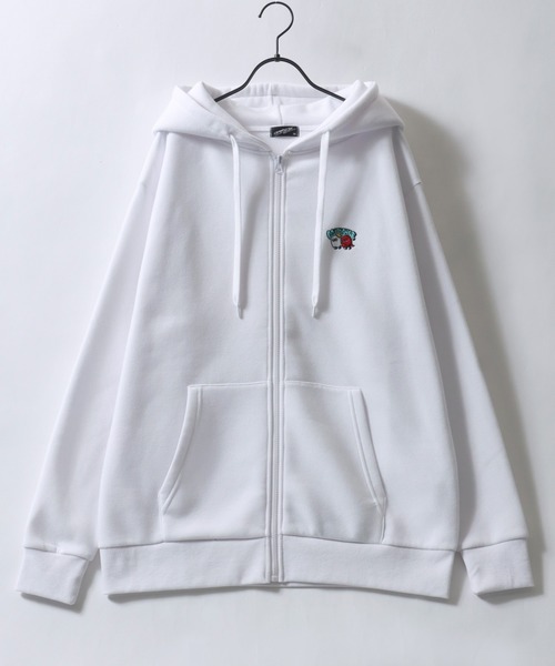 SITRY(シトリー)の「Ghost Sweat Hoodie/ゴースト オーバーサイズ 裏起毛 ワンポイント刺繍 バックプリント フルジップパーカー スウェット レディース メンズ(パーカー・メンズ・ホワイト/ブラック・M/L)」の3枚目の写真