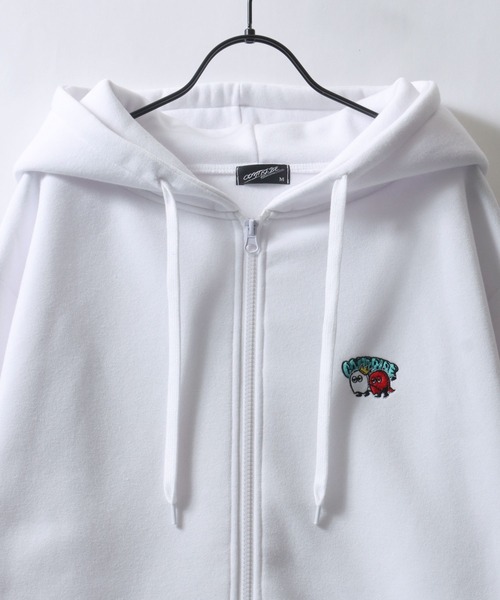 SITRY(シトリー)の「Ghost Sweat Hoodie/ゴースト オーバーサイズ 裏起毛 ワンポイント刺繍 バックプリント フルジップパーカー スウェット レディース メンズ(パーカー・メンズ・ホワイト/ブラック・M/L)」の9枚目の写真