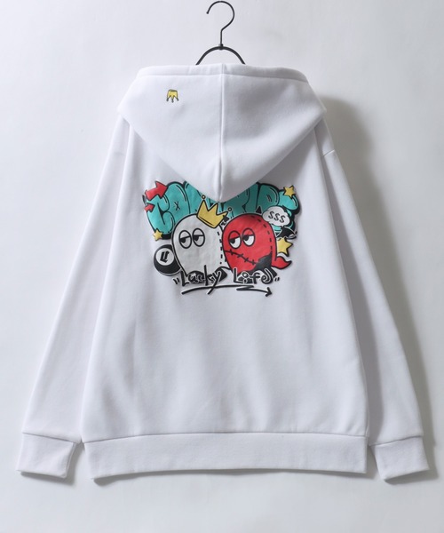 SITRY(シトリー)の「Ghost Sweat Hoodie/ゴースト オーバーサイズ 裏起毛 ワンポイント刺繍 バックプリント フルジップパーカー スウェット レディース メンズ(パーカー・メンズ・ホワイト/ブラック・M/L)」の4枚目の写真