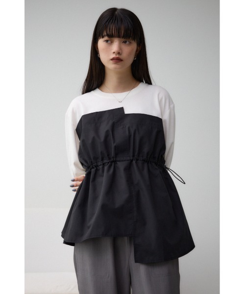 AZUL by moussy(アズールバイマウジー)の「ビスチェドッキングトップス(Tシャツ/カットソー・レディース・ブラック/カーキ/チャコールグレー・FREE)」の5枚目の写真