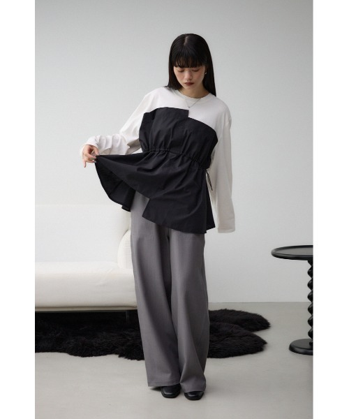 AZUL by moussy(アズールバイマウジー)の「ビスチェドッキングトップス(Tシャツ/カットソー・レディース・ブラック/カーキ/チャコールグレー・FREE)」の6枚目の写真