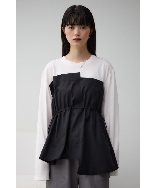 AZUL by moussy(アズールバイマウジー)の「ビスチェドッキングトップス(Tシャツ/カットソー・レディース・ブラック/カーキ/チャコールグレー・FREE)」の7枚目の写真