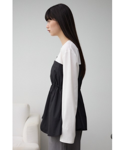 AZUL by moussy(アズールバイマウジー)の「ビスチェドッキングトップス(Tシャツ/カットソー・レディース・ブラック/カーキ/チャコールグレー・FREE)」の8枚目の写真