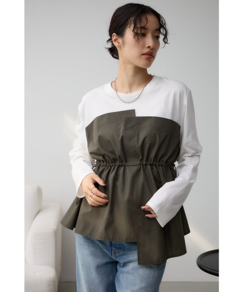 AZUL by moussy(アズールバイマウジー)の「ビスチェドッキングトップス(Tシャツ/カットソー・レディース・ブラック/カーキ/チャコールグレー・FREE)」の17枚目の写真