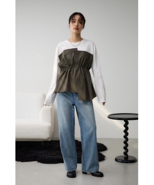 AZUL by moussy(アズールバイマウジー)の「ビスチェドッキングトップス(Tシャツ/カットソー・レディース・ブラック/カーキ/チャコールグレー・FREE)」の18枚目の写真