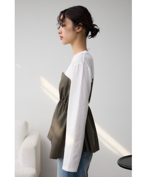 AZUL by moussy(アズールバイマウジー)の「ビスチェドッキングトップス(Tシャツ/カットソー・レディース・ブラック/カーキ/チャコールグレー・FREE)」の20枚目の写真