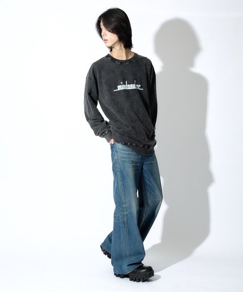Munsingwearフード付き黒スウェットシャツ Munsingwearフード付き黒スウェットシャツ メンズウェア