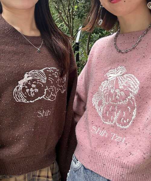 MAJESTIC LEGON(マジェスティックレゴン)の「SZKコラボ ミックスニット(ニット/セーター・レディース・アイボリー/ピンク/ブラウン・MEDIUM)」の5枚目の写真