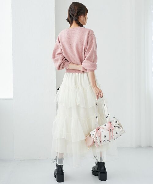 MAJESTIC LEGON(マジェスティックレゴン)の「SZKコラボ ミックスニット(ニット/セーター・レディース・アイボリー/ピンク/ブラウン・MEDIUM)」の8枚目の写真