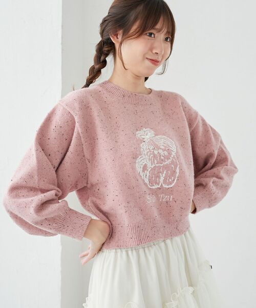 MAJESTIC LEGON(マジェスティックレゴン)の「SZKコラボ ミックスニット(ニット/セーター・レディース・アイボリー/ピンク/ブラウン・MEDIUM)」の10枚目の写真