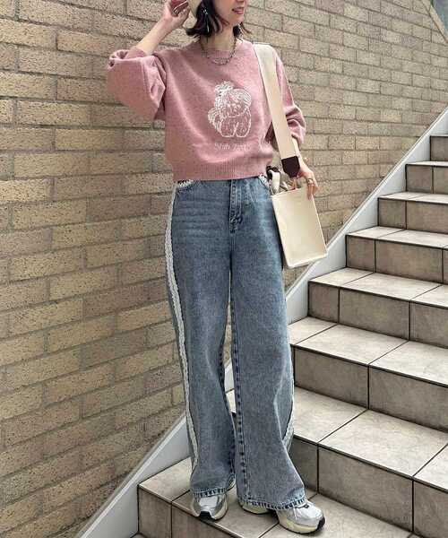 MAJESTIC LEGON(マジェスティックレゴン)の「SZKコラボ ミックスニット(ニット/セーター・レディース・アイボリー/ピンク/ブラウン・MEDIUM)」の13枚目の写真