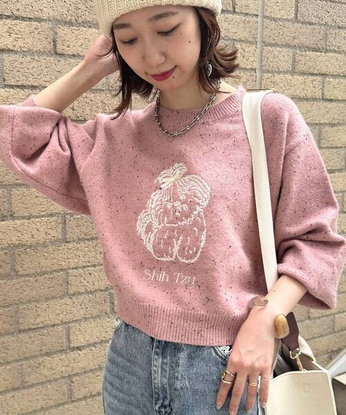 MAJESTIC LEGON(マジェスティックレゴン)の「SZKコラボ ミックスニット(ニット/セーター・レディース・アイボリー/ピンク/ブラウン・MEDIUM)」の14枚目の写真