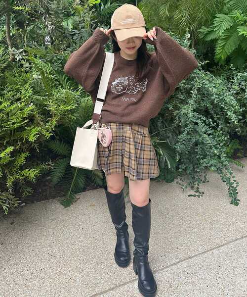 MAJESTIC LEGON(マジェスティックレゴン)の「SZKコラボ ミックスニット(ニット/セーター・レディース・アイボリー/ピンク/ブラウン・MEDIUM)」の20枚目の写真