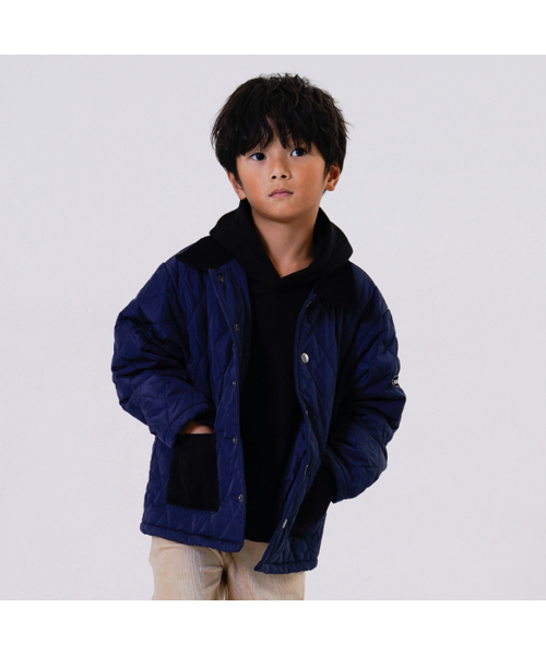 and D. petit main（アンドディープティマイン）の「キルトジャケット（ブルゾン・キッズ・ブラック/ダークグリーン/ベージュ/ネイビー・130cm/150cm/140cm/100cm/110cm/120cm）」の4枚目の写真