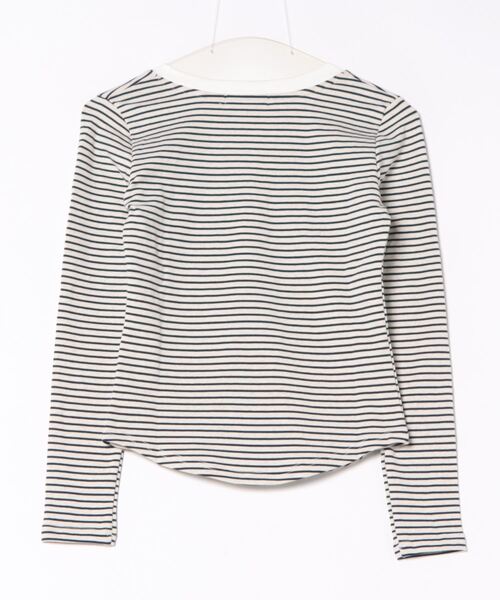 aimoha（アイモハ）の「Vネックヘンリーボーダートップス（Tシャツ/カットソー・レディース・ホワイト/ライトグレー/ネイビー/ブラック/チョコ・FREE）」の6枚目の写真