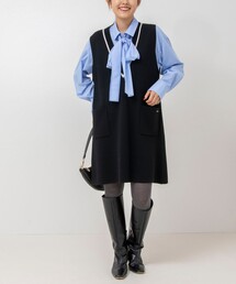 NOLLEY’S | 《手洗い可能》ミラノリブ配色ジレワンピース(ワンピース)