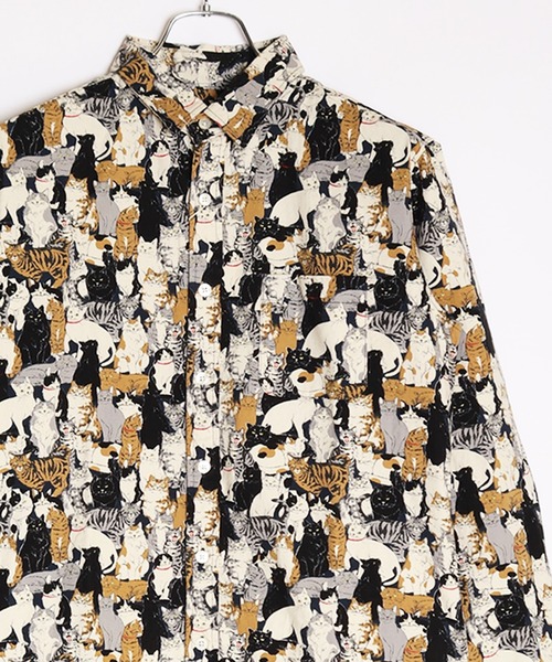 WESTSEA(ウエストシー)の「日本製 ネコ柄 長袖レギュラーシャツ/猫柄(シャツ/ブラウス・メンズ・グレー/グレー系その他/ベージュ系その他/ブラック系その他/ホワイト系その他/ベージュ系その他2/ベージュ系その他3/ベージュ系その他5/ネイビー系/ネイビー系1/ネイビー系2/グリーン/ブルーグレー/チャコールグレー/ベージュ系その他4/ブラック/ブルー系その他/ホワイト/ベージュ/サックスブルー/ネイビー/チャコール・M/L/XL)」の20枚目の写真