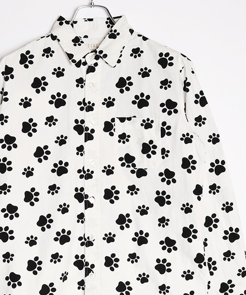 WESTSEA(ウエストシー)の「日本製 ネコ柄 長袖レギュラーシャツ/猫柄(シャツ/ブラウス・メンズ・グレー/グレー系その他/ベージュ系その他/ブラック系その他/ホワイト系その他/ベージュ系その他2/ベージュ系その他3/ベージュ系その他5/ネイビー系/ネイビー系1/ネイビー系2/グリーン/ブルーグレー/チャコールグレー/ベージュ系その他4/ブラック/ブルー系その他/ホワイト/ベージュ/サックスブルー/ネイビー/チャコール・M/L/XL)」の2枚目の写真