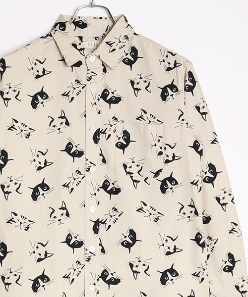 WESTSEA(ウエストシー)の「日本製 ネコ柄 長袖レギュラーシャツ/猫柄(シャツ/ブラウス・メンズ・グレー/グレー系その他/ベージュ系その他/ブラック系その他/ホワイト系その他/ベージュ系その他2/ベージュ系その他3/ベージュ系その他5/ネイビー系/ネイビー系1/ネイビー系2/グリーン/ブルーグレー/チャコールグレー/ベージュ系その他4/ブラック/ブルー系その他/ホワイト/ベージュ/サックスブルー/ネイビー/チャコール・M/L/XL)」の14枚目の写真