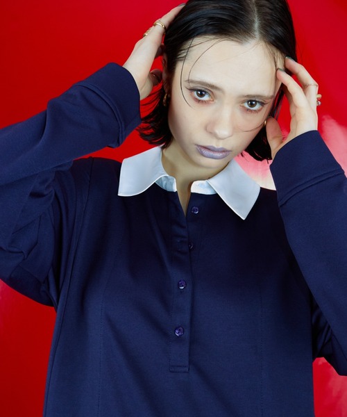 WONEM（ウォンエム）の「ラガーシャツスリットロングワンピース