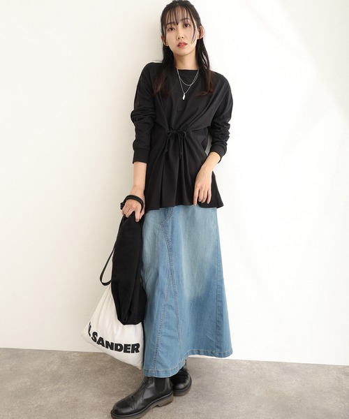 ElegChic(エレグシック)の「ウエストドロストカットソー(Tシャツ/カットソー・レディース・オフホワイト/チャコールグレー/ブラック・M/XL/4L)」の3枚目の写真