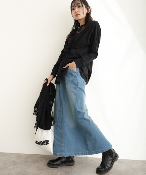ElegChic(エレグシック)の「ウエストドロストカットソー(Tシャツ/カットソー・レディース・オフホワイト/チャコールグレー/ブラック・M/XL/4L)」の4枚目の写真