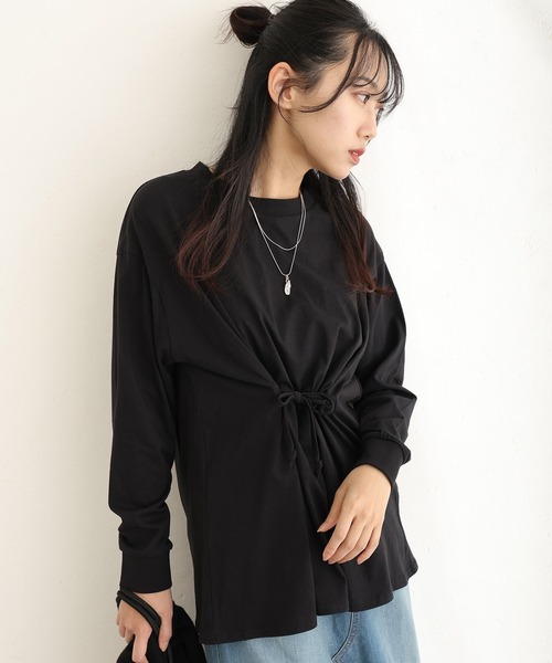 ElegChic(エレグシック)の「ウエストドロストカットソー(Tシャツ/カットソー・レディース・オフホワイト/チャコールグレー/ブラック・M/XL/4L)」の5枚目の写真