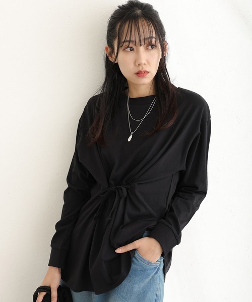 ElegChic(エレグシック)の「ウエストドロストカットソー(Tシャツ/カットソー・レディース・オフホワイト/チャコールグレー/ブラック・M/XL/4L)」の6枚目の写真